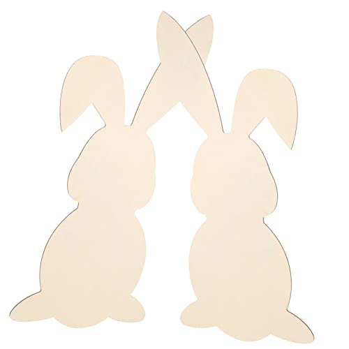 MOKKHNB 2 Stück Holzanhänger aus Natürlichem Holz Unbemalt Diy Bastelset für Frühling und Osterdeko Vielseitige Hasenformen zum Bemalen und Dekorieren Langlebige Holzscheiben für Kreative von MOKKHNB