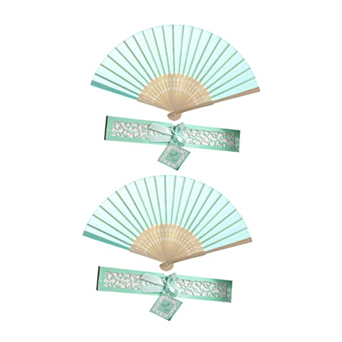 MOKKHNB 2 Stück Klassische Faltbare Handfächer mit Grünem Seidenstoff Chinesischer Stil Handliche Faltfächer für Damen für Hochzeit Party Dekoration und MOKKHNB 2 Stück Klassische Faltbare Handfächer mit Grünem Seidenstoff Chinesischer Stil Handliche Faltfächer für Damen für Hochzeit Party Dekoration und von MOKKHNB