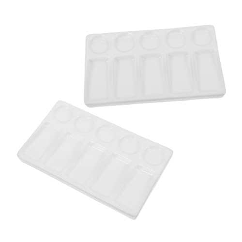 MOKKHNB 2 Stück Palette Aquarell-tablett Pigmentplatte Farbhalterschale Mischtablett Für Künstler Farbmischtablett Malerei Gericht Farbtablett Aquarellfarbenschale Keramikimitat Weiß von MOKKHNB
