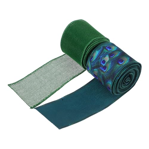 MOKKHNB 2 Stück Teiliges Grünes Drahtband Breit Polyesterverstärkt Peacock Print Robust und Formstabil Vielseitig für Geschenkverpackung Kränze Große Schleifen Weihnachts und Diy MOKKHNB 2 Stück Teiliges Grünes Drahtband Breit Polyesterverstärkt Peacock Print Robust und Formstabil Vielseitig für Geschenkverpackung Kränze Große Schleifen Weihnachts und Diy von MOKKHNB