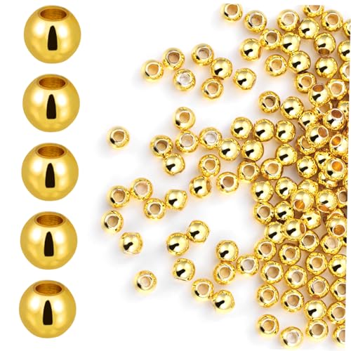 MOKKHNB 200 Stück Goldfarbene Kupfer Perlen Runde Bastelperlen mit Vorperforation für Schmuckherstellung Armbänder Halsketten DIY Handwerk Schmuckperlen Auffädeln MOKKHNB 200 Stück Goldfarbene Kupfer Perlen Runde Bastelperlen mit Vorperforation für Schmuckherstellung Armbänder Halsketten DIY Handwerk Schmuckperlen Auffädeln von MOKKHNB