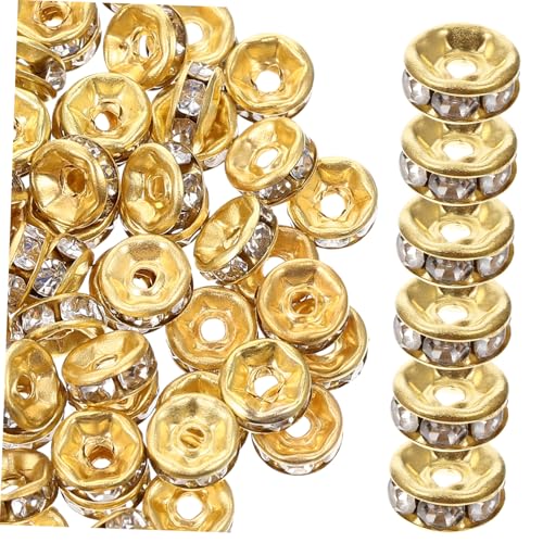 MOKKHNB 200 Stück Rondelle Alloy Strass Spacer Perlen Gold Weiß DIY Schmuckherstellung Bastelperlen für Armbänder Halsketten Charms Schmuckzubehör MOKKHNB 200 Stück Rondelle Alloy Strass Spacer Perlen Gold Weiß DIY Schmuckherstellung Bastelperlen für Armbänder Halsketten Charms Schmuckzubehör von MOKKHNB