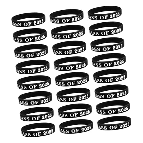 MOKKHNB 24 Stück Abschlussarmbänder für Klasse von Silikon Wristbands für Abschlussfeiern Elastische Handgelenkarmbänder Erinnerungsstücke für Schüler und Gäste von MOKKHNB