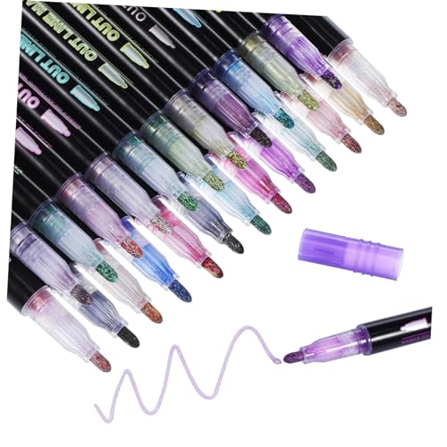 MOKKHNB 24stücke Teiliges Glitzer Marker Doppellinien Shimmer Outline Stifte Für Malen Basteln Und Karten Metallic Filzstifte Für Kreative Projekte Mit Glitzernden Effekten MOKKHNB 24stücke Teiliges Glitzer Marker Doppellinien Shimmer Outline Stifte Für Malen Basteln Und Karten Metallic Filzstifte Für Kreative Projekte Mit Glitzernden Effekten von MOKKHNB