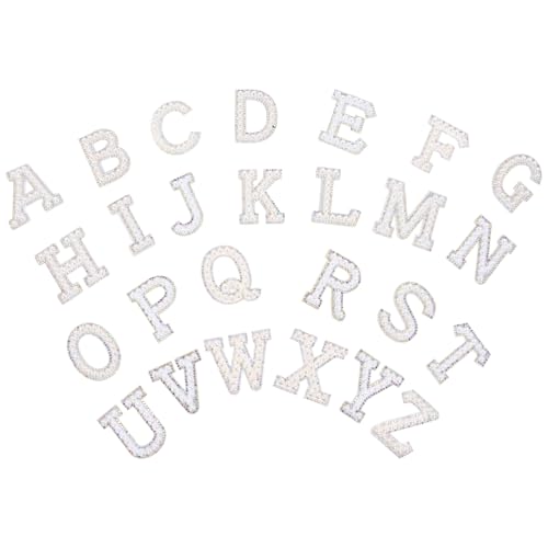 MOKKHNB 26 Stück Alphabet Patches Set mit Buchstaben Perlen Applikationen zum Aufnähen und Bügeln für Kleidung Taschen und DIY Bastelprojekte Kreative Bastelaccessoires für Persönliche von MOKKHNB