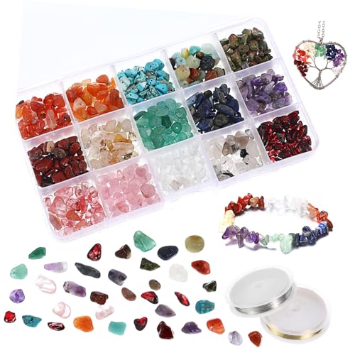 MOKKHNB 2Rolle Edelsteinperlen mit Farben Natursteinperlen für DIY Schmuck Unregelmäßige Formen Kupferdraht zum Auffädeln und Basteln von Ringen Armbändern MOKKHNB 2Rolle Edelsteinperlen mit Farben Natursteinperlen für DIY Schmuck Unregelmäßige Formen Kupferdraht zum Auffädeln und Basteln von Ringen Armbändern von MOKKHNB