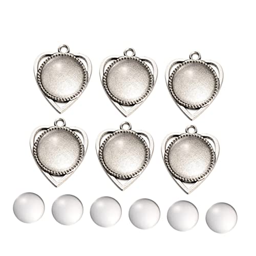 MOKKHNB 2er Pack Pack DIY Retro Schmuck Anhänger Zubehör Herz Rund Tablett Lünette mit Patch Kit für DIY Schmuckherstellung Antik Silber pro Packung MOKKHNB 2er Pack Pack DIY Retro Schmuck Anhänger Zubehör Herz Rund Tablett Lünette mit Patch Kit für DIY Schmuckherstellung Antik Silber pro Packung von MOKKHNB