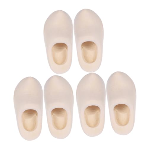 MOKKHNB 3 Paare Miniatur Holzschuhe Puppenzubehör Klompen ohne Grat Glatte Oberfläche DIY Basteln Dekoration für Puppenhaus und Mini Haus Accessoires von MOKKHNB