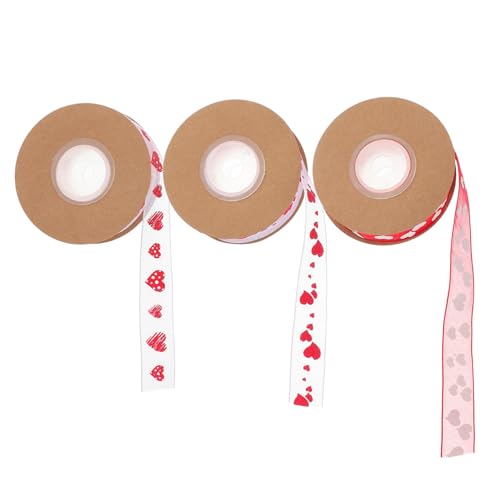 MOKKHNB 3 Rollen Herzmuster Geschenkband für Valentinstag Elegantes Polyesterband für Diy Projekte Geschenkverpackungen und Dekorationen Vielseitiges mit Romantischem Flair MOKKHNB 3 Rollen Herzmuster Geschenkband für Valentinstag Elegantes Polyesterband für Diy Projekte Geschenkverpackungen und Dekorationen Vielseitiges mit Romantischem Flair von MOKKHNB