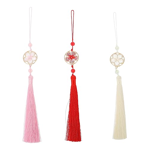 MOKKHNB 3 Stück Blumen Quasten Anhänger Teiliges Dekoratives Diy Lesezeichen Hochwertigem Material Troddel für Armbänder Schlüsselanhänger Taschen und Mehr Rosa Rot von MOKKHNB