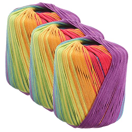 MOKKHNB 3Rollen DIY Baumwollgarn Farbverlaufendes Strickgarn für Schals Pullover und Kissen Handgefertigtes Garn Regenbogenfarben Weich und Hautfreundlich für Kreative MOKKHNB 3Rollen DIY Baumwollgarn Farbverlaufendes Strickgarn für Schals Pullover und Kissen Handgefertigtes Garn Regenbogenfarben Weich und Hautfreundlich für Kreative von MOKKHNB