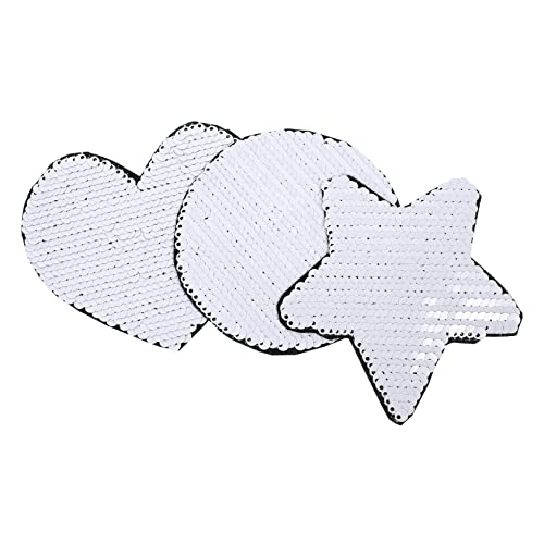 MOKKHNB 3Stücke Pailletten Aufnäher DIY Kleidung Patches für Reparatur und Dekoration Stoffapplikationen Herz für Jacken Taschen und Mehr von MOKKHNB