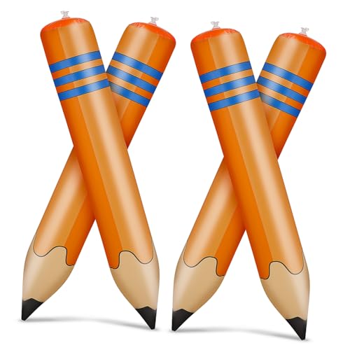 MOKKHNB 4 Stück Giant Inflatable Pencil Aufblasbare Bleistift Dekorationen Robustem PVC für Schulanfang Klassenzimmer und Partys Auffällige Kreative Requisiten Vielseitige von MOKKHNB