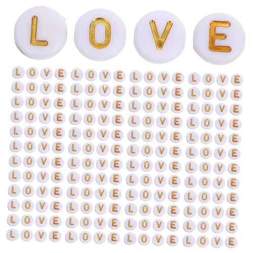 MOKKHNB 400 Stück Acrylperlen Große Buchstabenperlen Flache Perlen zur Herstellung von Armbändern Armbandherstellungsset mit runden Perlen Perlenbuchstaben für Armbänder von MOKKHNB