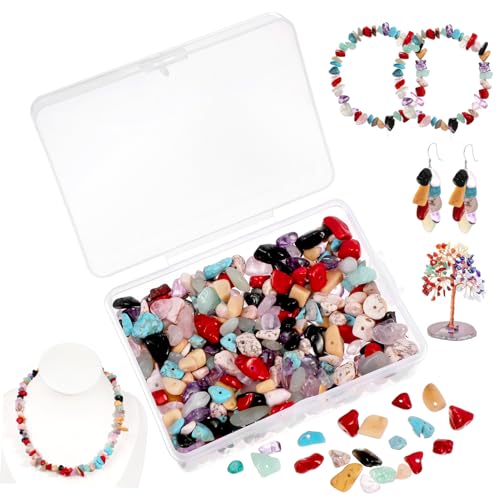 MOKKHNB 400Stücke Natursteinperlen für DIY Schmuck Unregelmäßige Wasserdichte Bastelperlen für Armbänder Ketten und Mehr Hochwertige Langlebige Materialien für von MOKKHNB