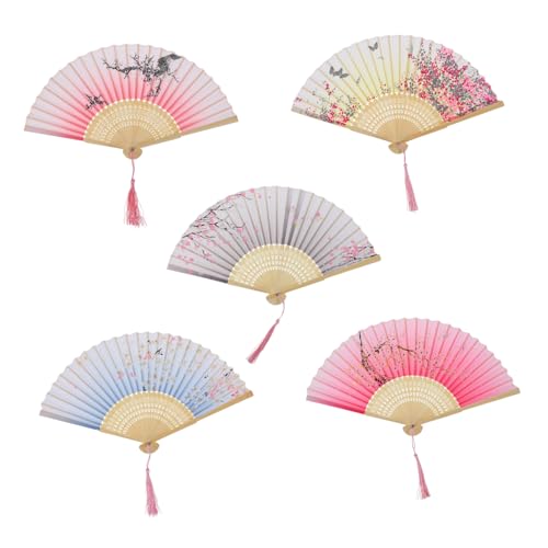 MOKKHNB 5 Stück Faltbare Handfächer im Japanischen Retro Stil Dekorativer Fächer für Hochzeit Party Alltag Leicht Tragbar für Heiße Sommertage MOKKHNB 5 Stück Faltbare Handfächer im Japanischen Retro Stil Dekorativer Fächer für Hochzeit Party Alltag Leicht Tragbar für Heiße Sommertage von MOKKHNB