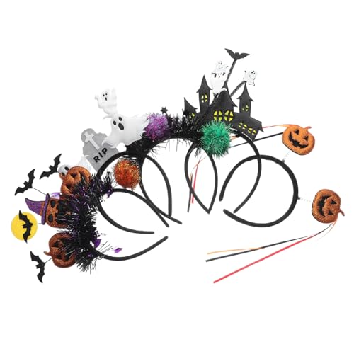 MOKKHNB 5 Stück Teiliges Halloween Set Kopfband mit Katzenohren Kürbis und Geist Verstellbares Party Accessoire für Erwachsene und Langlebig und Farbintensiv für Kostüm und Dekoration von MOKKHNB
