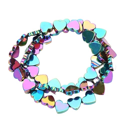 MOKKHNB 50 Stück Bunte Hohlherzförmige Steinperlen Natürliche Hämatit material DIY Schmuckherstellung für Armbänder Halsketten Kreative Bastelperlen für Individuelle Accessoires von MOKKHNB