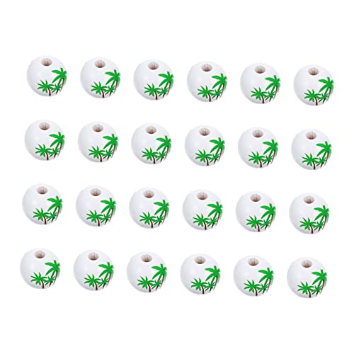 MOKKHNB 50 Stück Diy Holzperlen für Hawaii Party Bead String Zubehör Schmuckherstellung für Bastelprojekte und Handarbeiten mit Kokosnuss Design von MOKKHNB