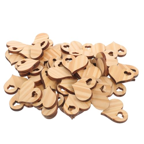MOKKHNB 50 Stück Holzherzen Naturbelassene Holzscheiben für DIY Bastelprojekte Handgefertigte Holzdekorationen für Hochzeit Geburtstag Valentinstag Tischdeko und Geschenkanhänger von MOKKHNB