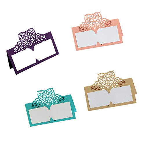 MOKKHNB 50 Stück Liebe Herzform Platzkarten Vintage Papier Tischkarten für Hochzeiten Partys und Feiern Dunkelviolett Kreative Namensschilder für Tischdekoration von MOKKHNB
