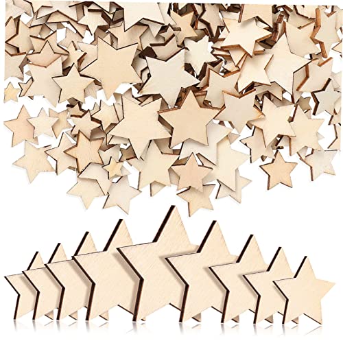 MOKKHNB 500Stücke Holzsterne Unlackierte Holzsterne zum Basteln Dekorative Holzsterne für Weihnachtsdeko Große Formen für Gestaltungen und DIY Projekte von MOKKHNB