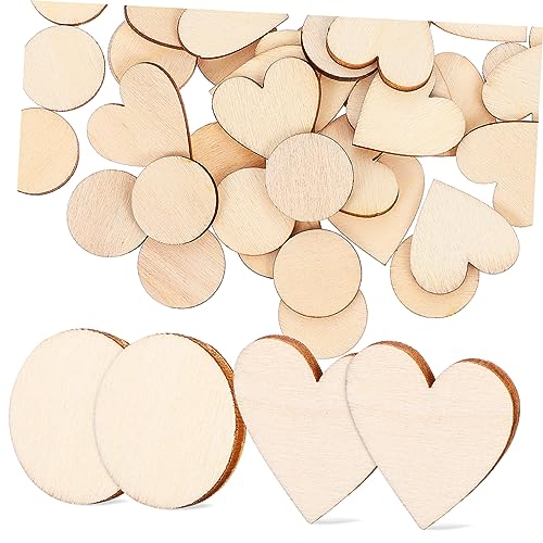 MOKKHNB 50Stücke DIY Holzscheiben Runde und Herzförmige Unvollendete Holzstücke für Kreative Bastelprojekte und Dekoration MOKKHNB 50Stücke DIY Holzscheiben Runde und Herzförmige Unvollendete Holzstücke für Kreative Bastelprojekte und Dekoration von MOKKHNB
