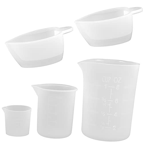 MOKKHNB 5Stücke Silikon Messbecher Set Teilig für Epoxidharz von Flüssigkeiten und Zutaten Ergonomisches Design für Einfaches Mischen von MOKKHNB