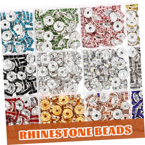 MOKKHNB 600 Stück DIY Rondelle Spacer Perlen mit Strass Bunte Schmuckperlen Strass Glänzend Polierte Abstandsperlen für Armbänder Bastelperlen Farben MOKKHNB 600 Stück DIY Rondelle Spacer Perlen mit Strass Bunte Schmuckperlen Strass Glänzend Polierte Abstandsperlen für Armbänder Bastelperlen Farben von MOKKHNB