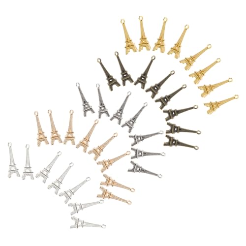 MOKKHNB 60Stücke Eiffelturm Anhänger Retro DIY Schlüsselring Plattierter Legierung Schmuck Zubehör für Halskette und Schlüsselbund Zufällige Farbe von MOKKHNB