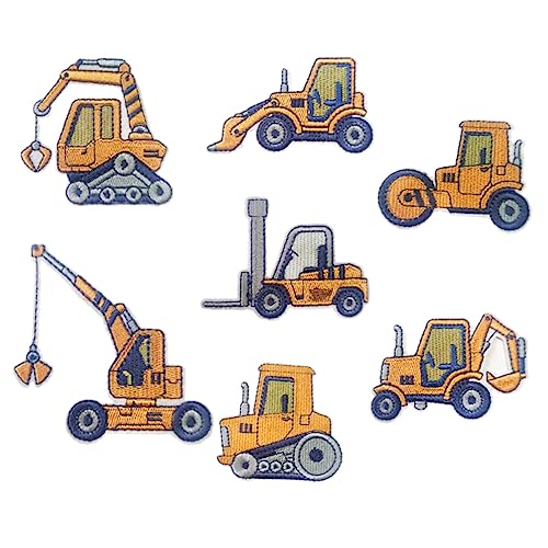 MOKKHNB 7Stücke Teiliges Cartoon Engineering Car Stickerei Patches zum Aufbügeln für Kleidung für Jeans Taschen Hüte Shirts und Mehr von MOKKHNB
