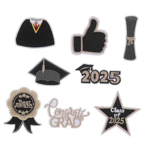 MOKKHNB 8 Stück Teiliges Aufbügler Patches für Abschlussfeier Schwarze und Goldene Bestickte Stoffapplikationen für Kleidung Hüte Taschen für Diy Abschlussgeschenke und Gestaltung MOKKHNB 8 Stück Teiliges Aufbügler Patches für Abschlussfeier Schwarze und Goldene Bestickte Stoffapplikationen für Kleidung Hüte Taschen für Diy Abschlussgeschenke und Gestaltung von MOKKHNB