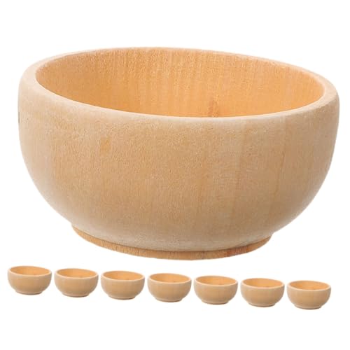 MOKKHNB 8 Stück Teiliges Set Unbemalter Mini Holzschalen für Diy Projekte Holzspielzeug zur Kreativen Gestaltung von Mikrolandschaften und Puppenhäusern Langlebig und Vielseitig Einsetzbar von MOKKHNB
