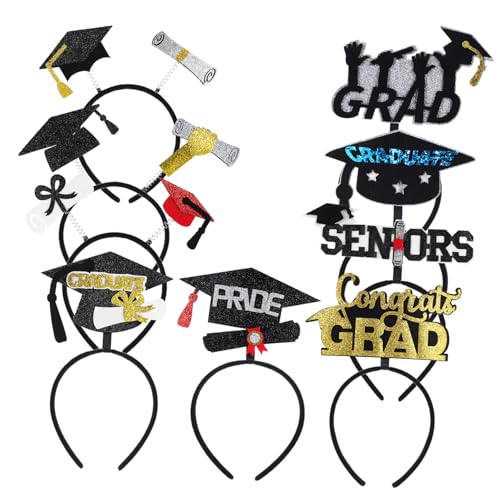 MOKKHNB 9 Stück Abschlusskap Stirnbänder Niedliche Haaraccessoires für Graduierte Foto Requisiten und Dekorationen für Abschlussfeiern und Zeremonien von MOKKHNB