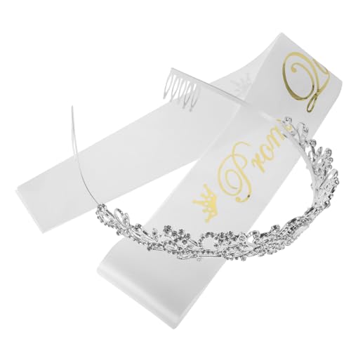 MOKKHNB Abschlussball Dekorationen Set für Prom Queen Schärpe und Krone mit Funkelnden Strasssteinen für Hochzeiten Partys und Fotoshootings von MOKKHNB