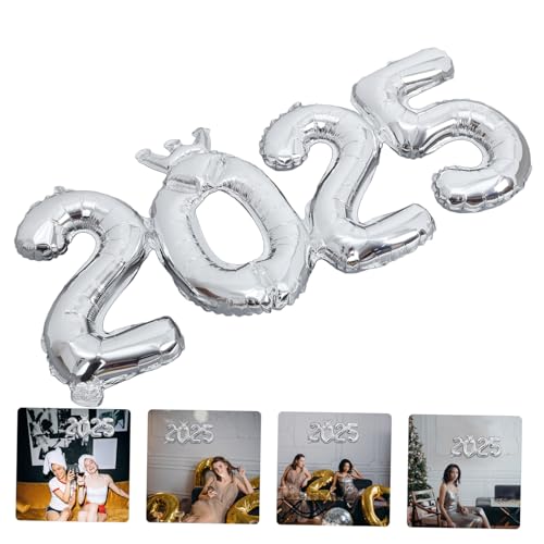 MOKKHNB Aluminium Folienballons Silberne Zahlen Deko für Silvester Abschlussfeier Partydekoration Reißfest Wiederverwendbar für Fotorequisiten und Festliche Anlässe von MOKKHNB