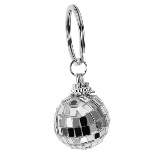 MOKKHNB Disco Ball Schlüsselanhänger Hängende Spiegelkugel Anhänger Disco Dekoration für Taschen Rucksäcke und Schlüssel Perfektes für Partys und Geburtstage Silber von MOKKHNB