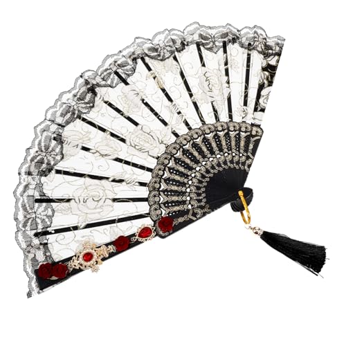 MOKKHNB Faltbarer Handfächer im Vintage Stil mit Quaste Chinesischer Faltfächer für Cosplay Hochzeiten Perfektes für Frauen Leicht und Tragbar MOKKHNB Faltbarer Handfächer im Vintage Stil mit Quaste Chinesischer Faltfächer für Cosplay Hochzeiten Perfektes für Frauen Leicht und Tragbar von MOKKHNB