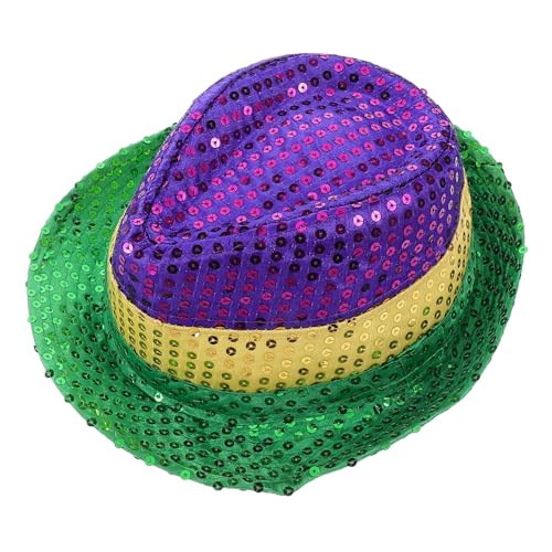 MOKKHNB Gras Pailletten Hut Gelb Grün und Glitzernde Fedora für Karneval Mottopartys und Cosplay Komfortabel und für Festivals und Feiern von MOKKHNB