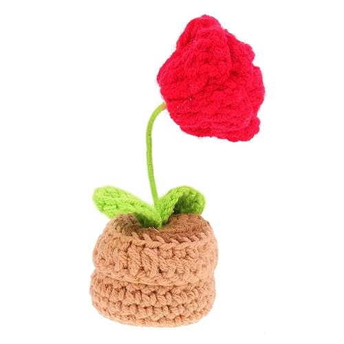 MOKKHNB Kleine Künstliche Häkelblume Topf Dekoratives DIY Handwerk Für Schreibtisch Rote Im Format Für Bürodekoration Und Zur Aufmunterung MOKKHNB Kleine Künstliche Häkelblume Topf Dekoratives DIY Handwerk Für Schreibtisch Rote Im Format Für Bürodekoration Und Zur Aufmunterung von MOKKHNB