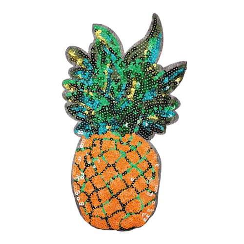 MOKKHNB Pailletten Aufnäher Ananas Motiv zum Aufnähen und Aufbügeln Bestickter Großer Patch für Jacken Taschen Hüte Vielseitige DIY Kleidung Dekoration und Reparatur von MOKKHNB