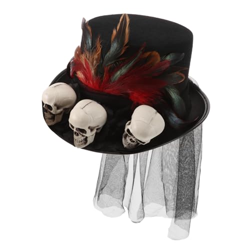 MOKKHNB Steampunk Skull Hut mit Veil Einzigartiger Halloween Hut für Cosplay und Tag der Toten Unisex Vielseitig Einsetzbar Leicht und Atmungsaktiv für Partys und Fotografie von MOKKHNB
