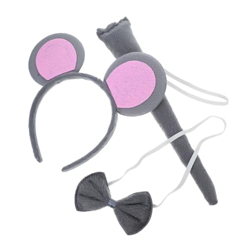 MOKKHNB Teiliges Mäuseohren Haarband Set aus Robustem Stoff mit Grauen Tierohren und Passender Fliege Komfortables Kostümzubehör für Halloween Cosplay Party Geschenk MOKKHNB Teiliges Mäuseohren Haarband Set aus Robustem Stoff mit Grauen Tierohren und Passender Fliege Komfortables Kostümzubehör für Halloween Cosplay Party Geschenk von MOKKHNB