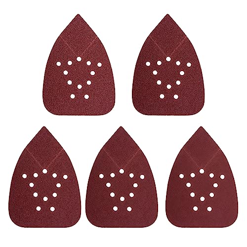MOLENCO 50 Stück Schleifpapier Dreieckschleifer, 135 x 95mm Schleifpapier Set, 12 Löcher Deltaschleifer Schleifpapier, Körnung 60 80 120 180 220 für Holzarbeiten Metall Polieren Schleifen von MOLENCO