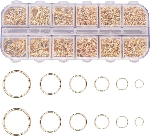 MOLENCO Gold Biegeringe, Spaltringe 4mm bis 10mm, 1200 Stk Offene Biegeringe, Metall Kettenringe, Vergoldete Sprungringe, Jump Rings, Geeignet für DIY Halskette, Armband Schmuckherstellung MOLENCO Gold Biegeringe, Spaltringe 4mm bis 10mm, 1200 Stk Offene Biegeringe, Metall Kettenringe, Vergoldete Sprungringe, Jump Rings, Geeignet für DIY Halskette, Armband Schmuckherstellung von MOLENCO