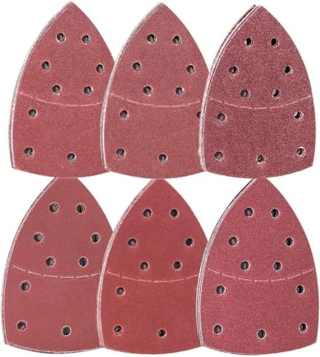 MOLENCO Schleifpapier Dreieckschleifer, 72 Stück Schleifblätter Klett, Schmirgelpapier Set 152x105mm Schleifpapier 40 60 80 120 180 240 Körnung für Multischleifer - 11 Loch von MOLENCO