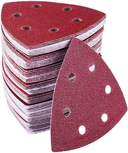 MOLENCO Schleifpapier Dreieckschleifer, 72 Stück Schleifpapier Set, Deltaschleifer Schleifpapier 93x93x93mm Schwingschleifer Schleifpapier 40 60 80 120 180 240 Körnung für Multischleifer - 6 Loch von MOLENCO