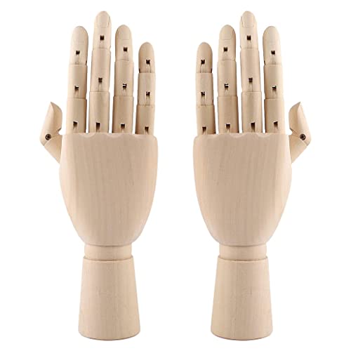 MOLKASIA 7/11 Zoll Holzhandmodell zum Zeichnen flexibler Handfiguren mit beweglichen Gelenken, linke & rechte Puppen zum Skizzieren von MOLKASIA