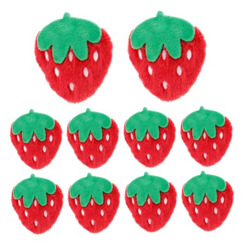 MOLUCKFU 10Stücke Erdbeer Applikationen Plüsch Broschen zum Aufbügeln Niedliche Flicken für Kleidung Taschen und Haaraccessoires Kreative DIY Dekorationen Leuchtendem Rot von MOLUCKFU