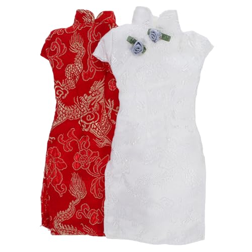 MOLUCKFU 2 Stück Puppen Cheongsam Kleidung, Dekoratives Puppenkleid, Puppen Ankleidekostüm, Puppenkleid Kostüm, Mini Puppenkleidung, Mädchen Puppenkostüm, Puppenkleidung, Kostüm, von MOLUCKFU